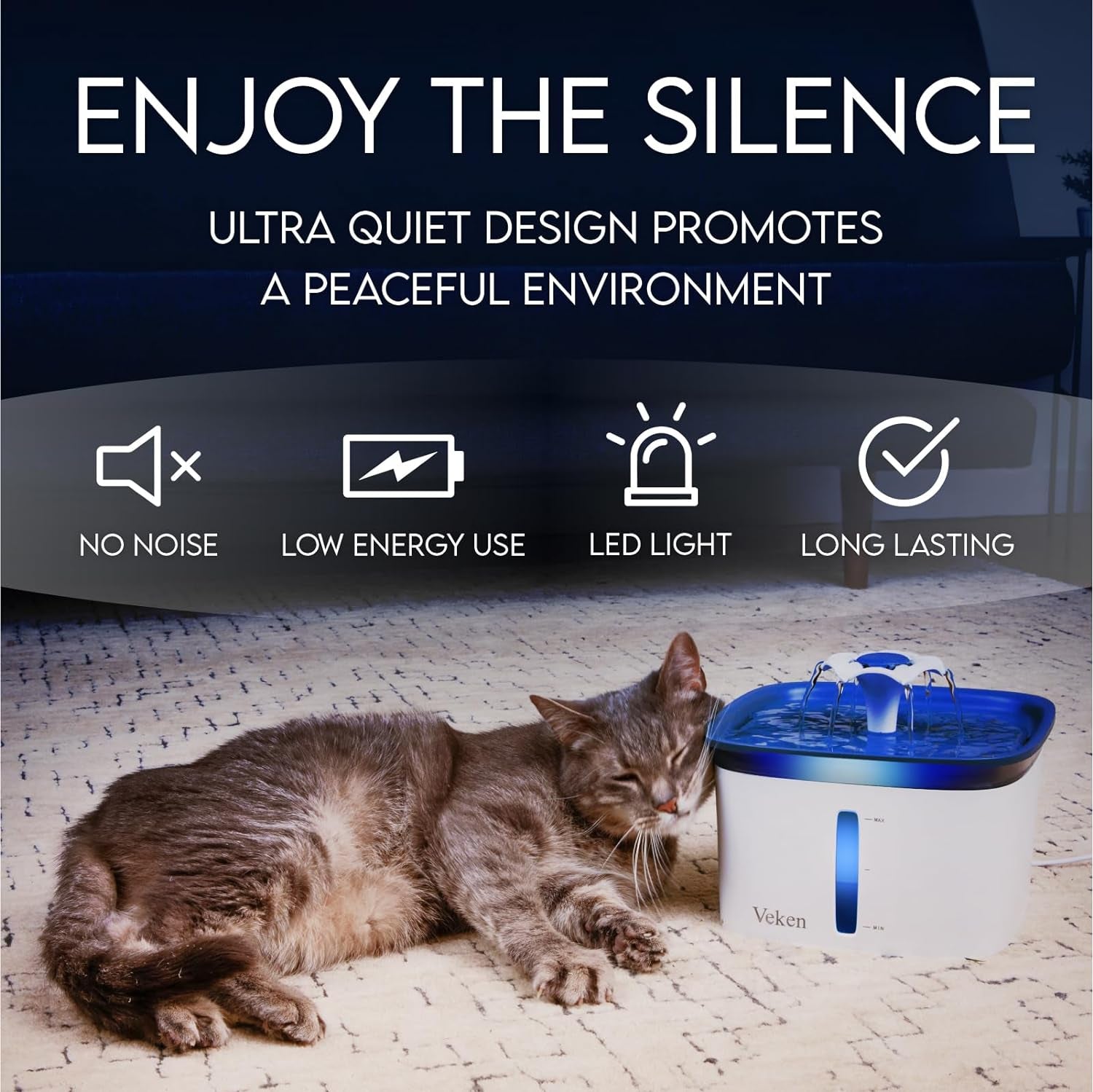 Innovation Award Winner 95Oz/2.8L Pet Fountain, Automatic Cat Water Fountain Dog Water Dispenser with Replacement Filters for Cats, Dogs, Multiple Pets (Blue, Plastic)