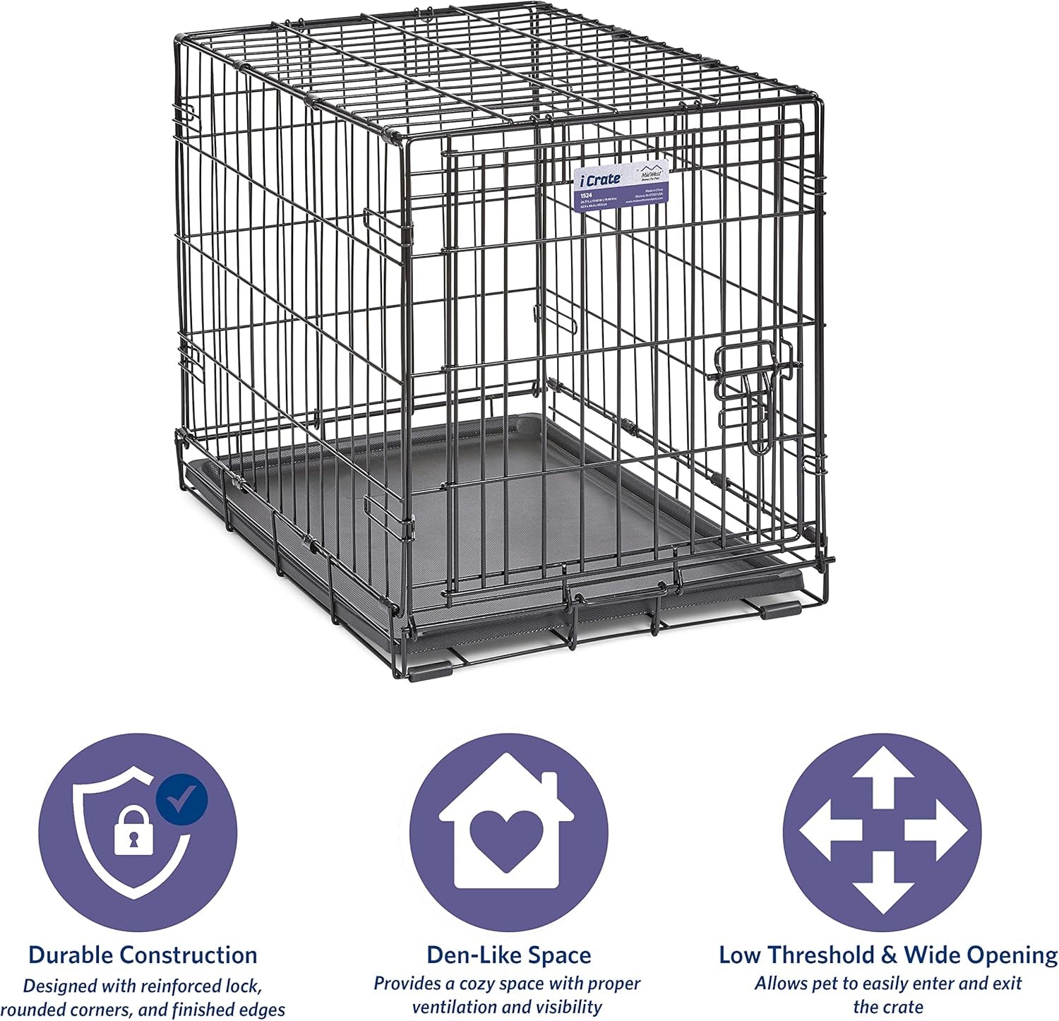 Newly Enhanced Single & Double Door Icrate Dog Crate, Includes Leak-Proof Pan, Floor Protecting Feet, Divider Panel & New Patented Features