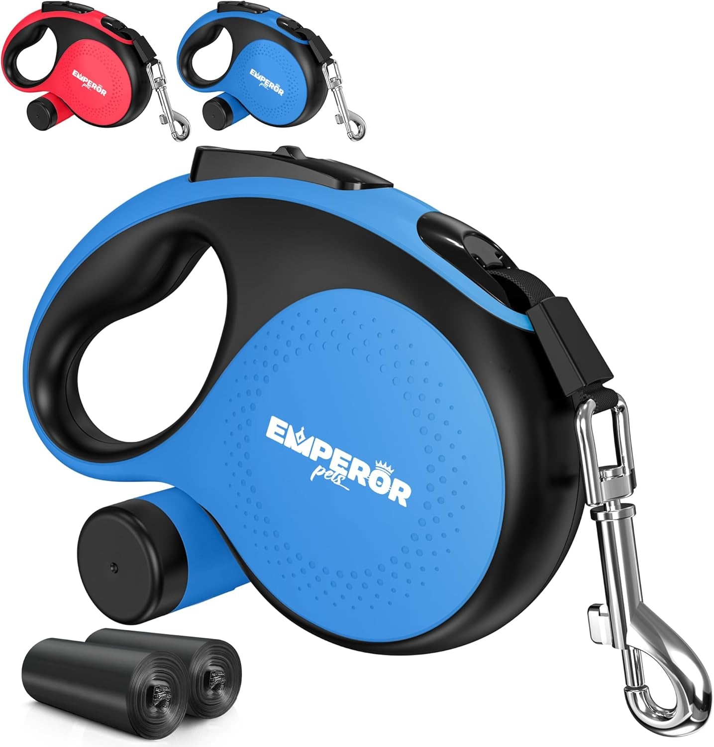 26 Ft Retractable Dog Leash Blue - Heavy Duty Retractable Pet Leash with Anti-Slip Grip for Medium to Large Dogs up to 110 Lbs -Aura BL26