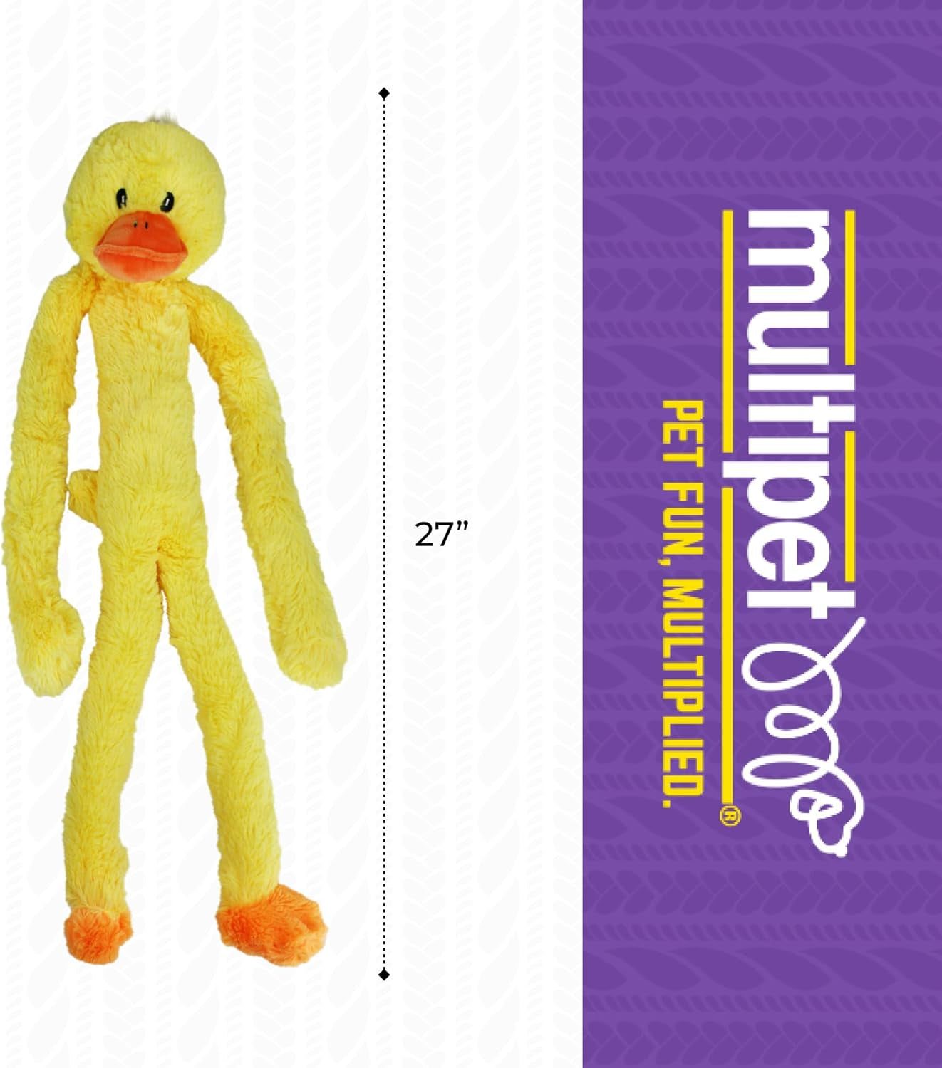 Swingin' Slevin Duck Dog Plush Toy - Squeaky Dog Toy for All Dogs - Extra Soft Plush Dog Toy - Stuffed Animal Dog Toy for Cuddling & Playing - Cute Dog Pet Toy (27”, Yellow, 5 Squeakers)