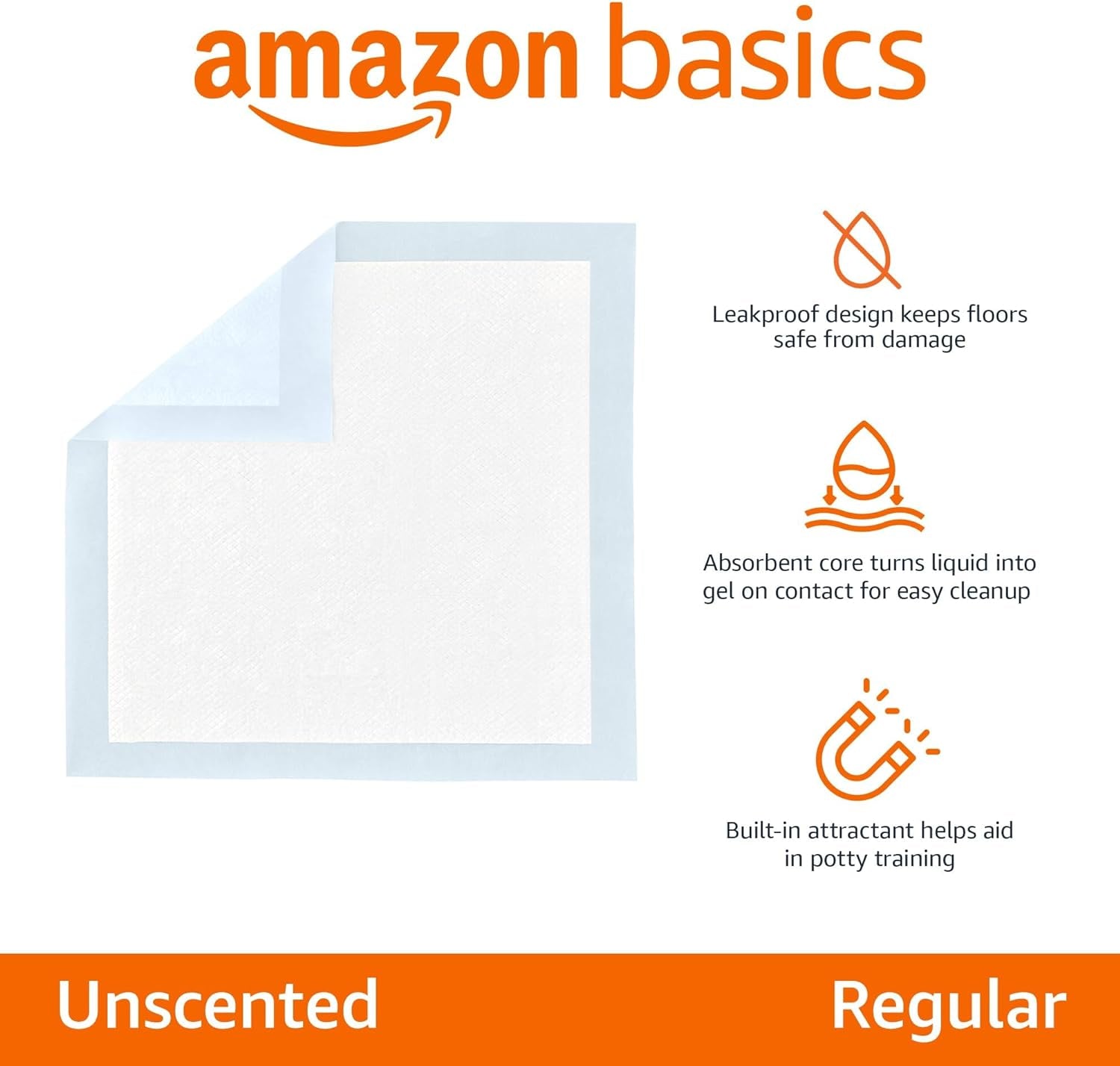 Dog and Puppy Pee Pads, 5-Layer Leak-Proof Super Absorbent, Quick-Dry Surface, Potty Training, Regular (22X22"), 100 Count, Blue & White