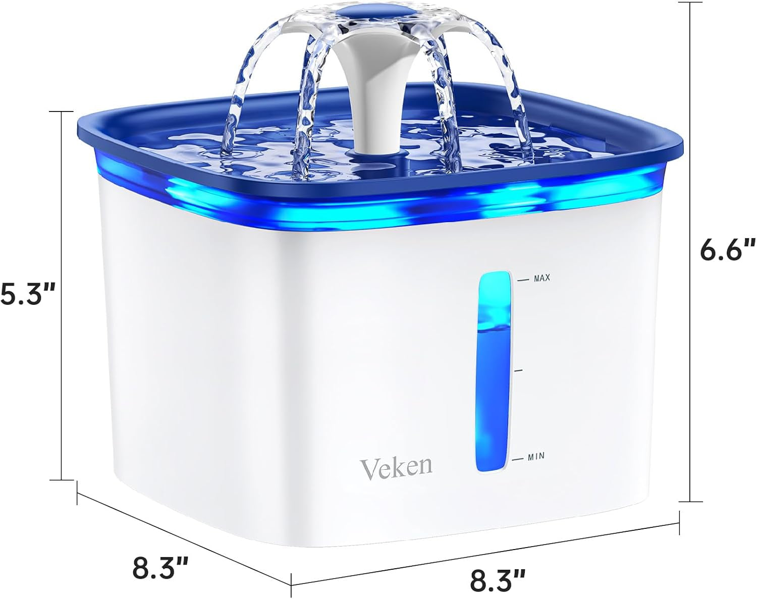 Innovation Award Winner 95Oz/2.8L Pet Fountain, Automatic Cat Water Fountain Dog Water Dispenser with Replacement Filters for Cats, Dogs, Multiple Pets (Blue, Plastic)