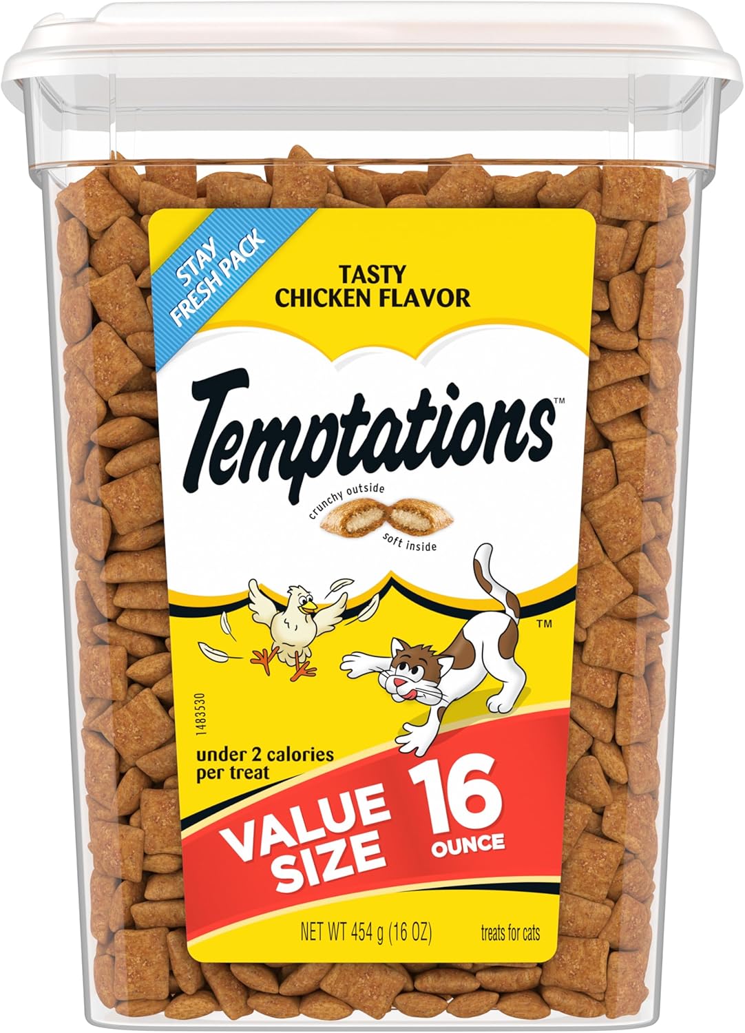 Classic Crunchy and Soft Cat Treats Tasty Chicken Flavor, 16 Oz. Tub
