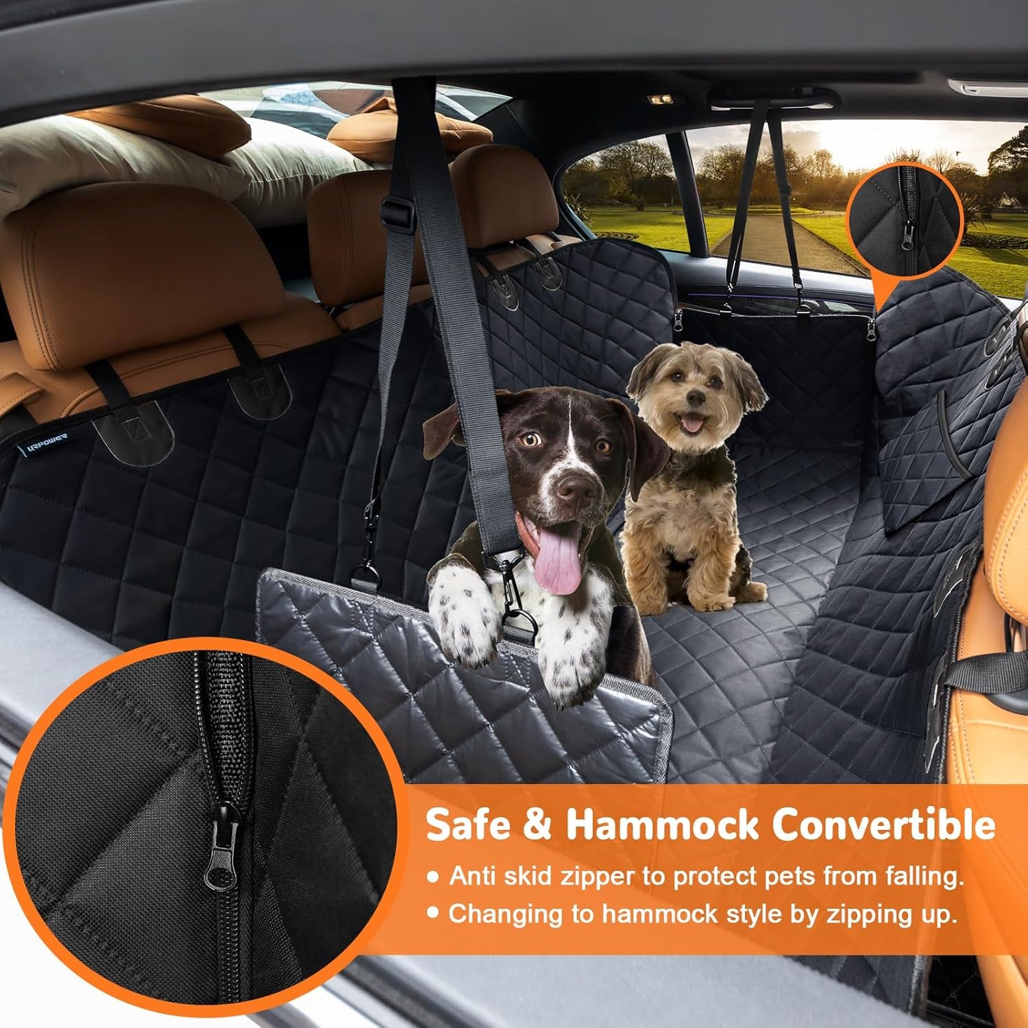 Dog Seat Cover, 100% Waterproof Hammock 600D Heavy Duty Scratch Proof Nonslip Durable Soft Pet Back Seat Covers for Cars Trucks and Suvs