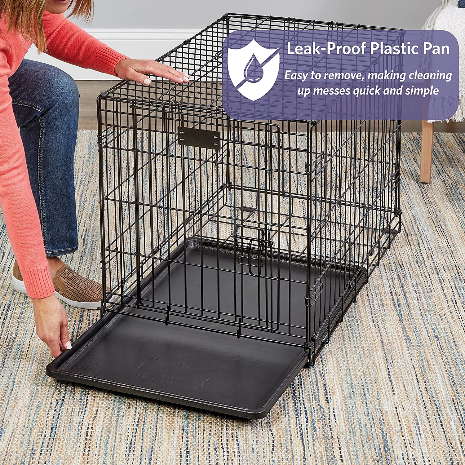 Newly Enhanced Single & Double Door Icrate Dog Crate, Includes Leak-Proof Pan, Floor Protecting Feet, Divider Panel & New Patented Features