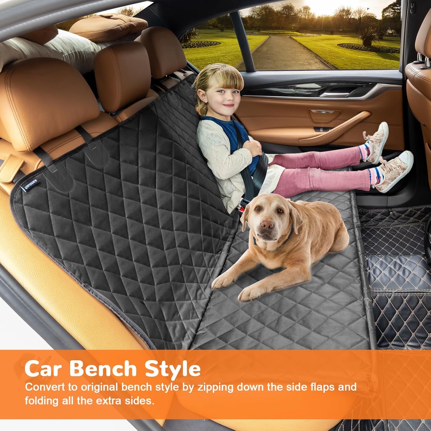 Dog Seat Cover, 100% Waterproof Hammock 600D Heavy Duty Scratch Proof Nonslip Durable Soft Pet Back Seat Covers for Cars Trucks and Suvs