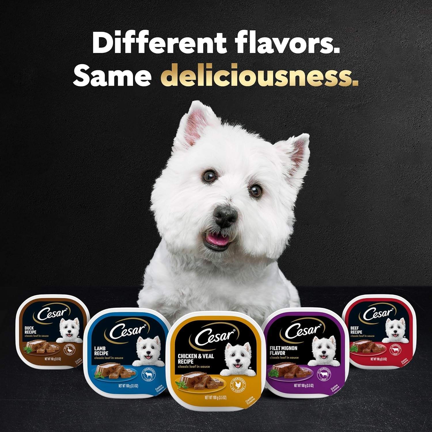 Wet Dog Food Classic Loaf in Sauce Grilled Chicken, Filet Mignon, Porterhouse Steak, Beef, Chicken & Liver and Turkey Variety Pack 3.5 Oz. Easy Peel Trays (36 Count, Pack of 1)