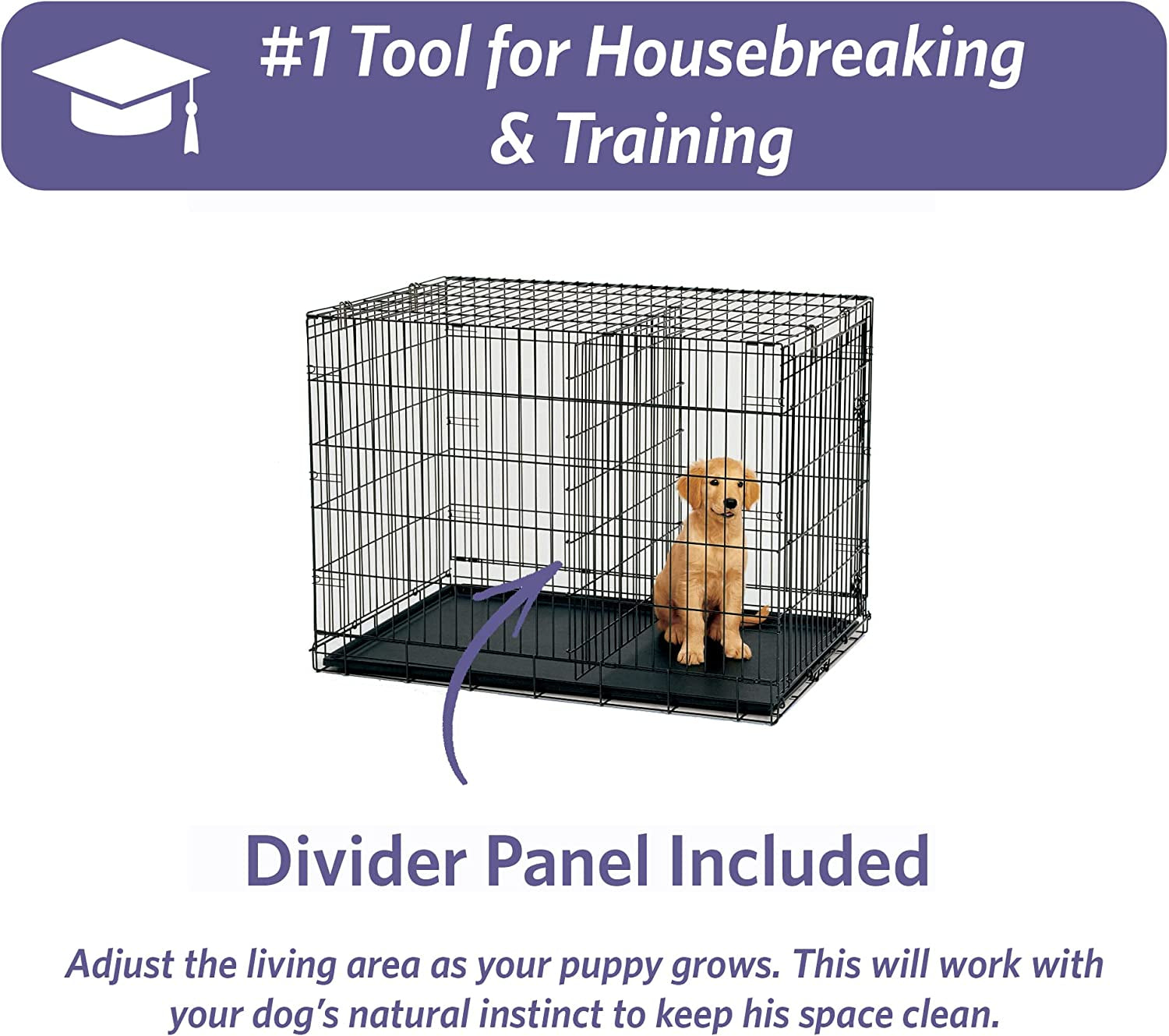 Newly Enhanced Single & Double Door Icrate Dog Crate, Includes Leak-Proof Pan, Floor Protecting Feet, Divider Panel & New Patented Features