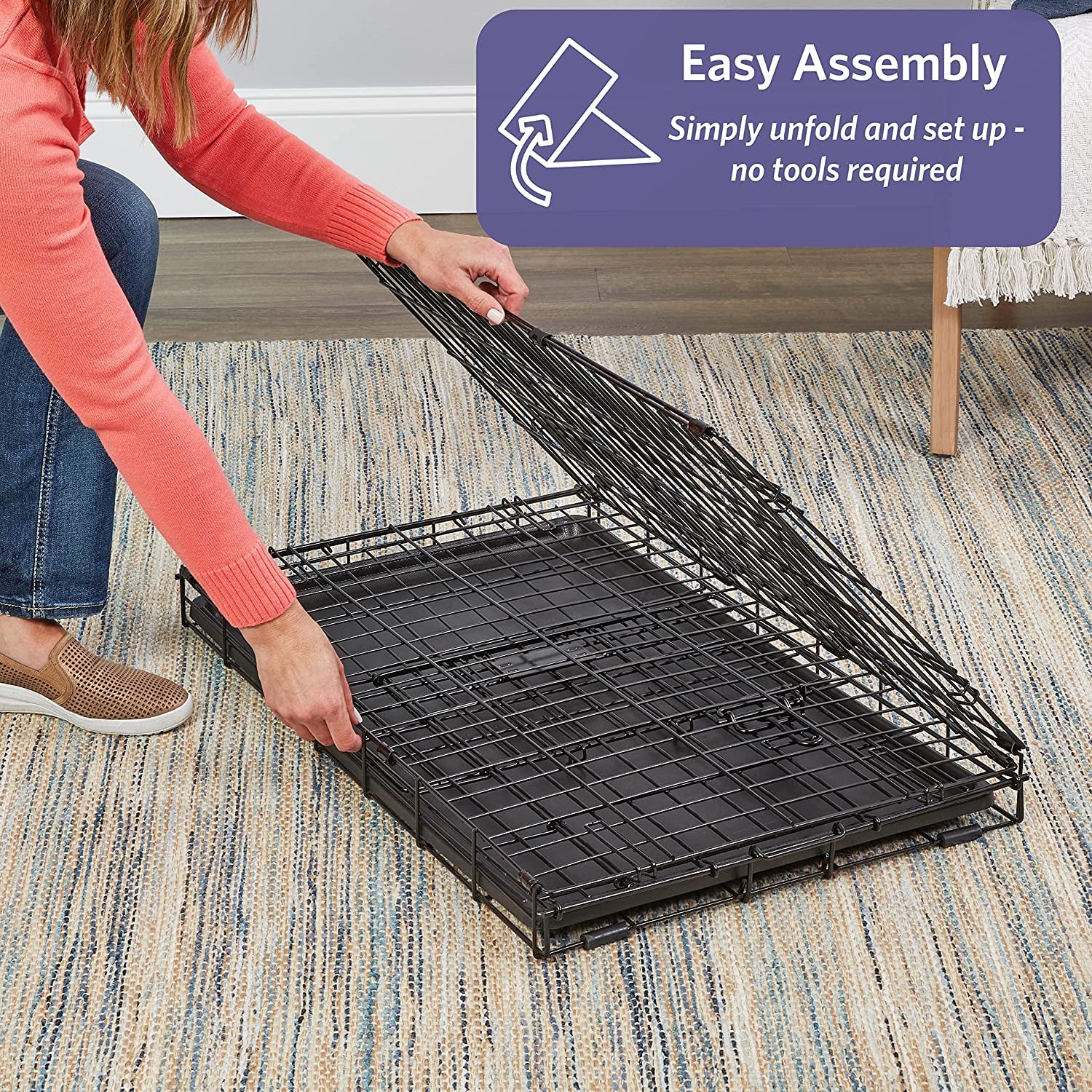 Newly Enhanced Single & Double Door Icrate Dog Crate, Includes Leak-Proof Pan, Floor Protecting Feet, Divider Panel & New Patented Features