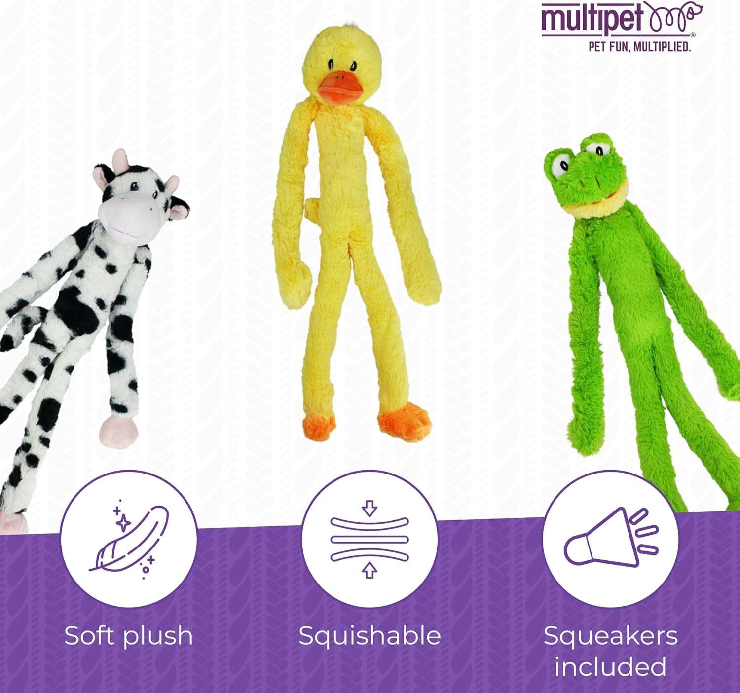 Swingin' Slevin Duck Dog Plush Toy - Squeaky Dog Toy for All Dogs - Extra Soft Plush Dog Toy - Stuffed Animal Dog Toy for Cuddling & Playing - Cute Dog Pet Toy (27”, Yellow, 5 Squeakers)