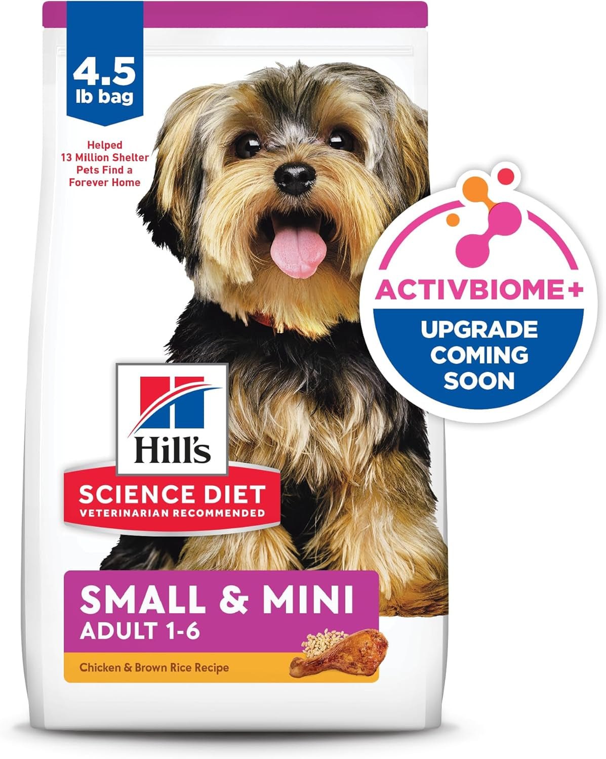 Small & Mini, Adult 1-6, Small & Mini Breeds Premium Nutrition, Dry Dog Food, Chicken & Brown Rice, 4.5 Lb Bag